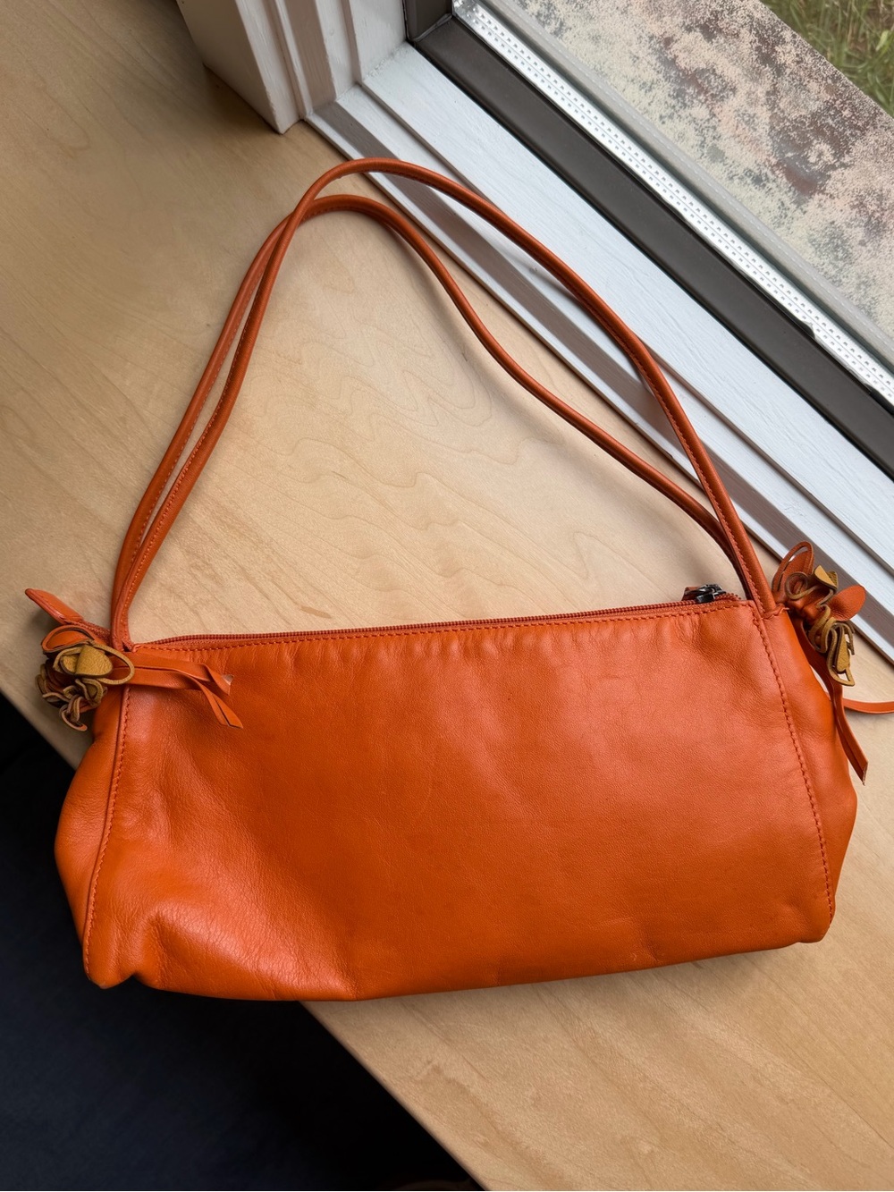 Vintage Via Spiga Bright Orange Genuine Leather Handbag